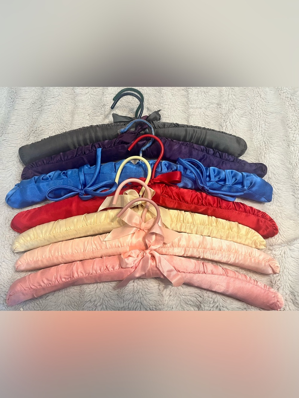 Vintage Silk Satin Padded Hangers Set of 7